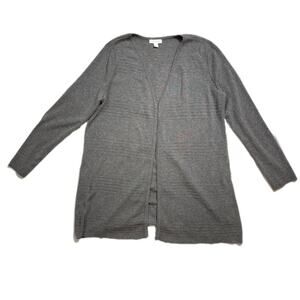 Charter Club Gray Open Front Cardigan Sweater Women’s PXL Petite Long Sleeve